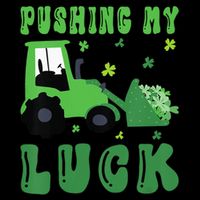 Pushing My Luck Tractor St Patricks Day Flexfit Unipanel Trucker Cap