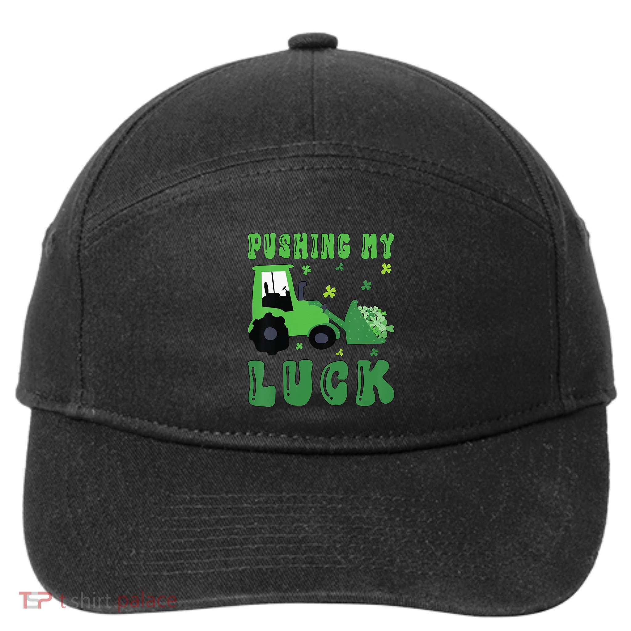 Pushing My Luck Tractor St Patricks Day 7-Panel Snapback Hat