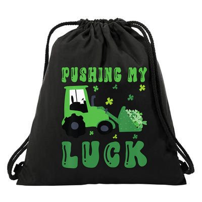 Pushing My Luck Tractor St Patricks Day Drawstring Bag