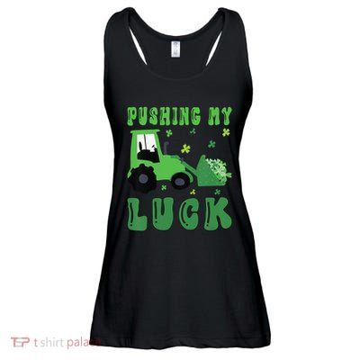 Pushing My Luck Tractor St Patricks Day Ladies Essential Flowy Tank
