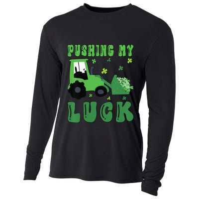 Pushing My Luck Tractor St Patricks Day Cooling Performance Long Sleeve Crew