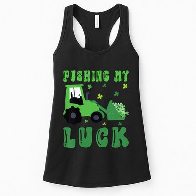 Pushing My Luck Tractor St Patricks Day Womens Tank Top