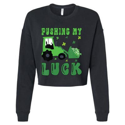 Pushing My Luck Tractor St Patricks Day Cropped Pullover Crew