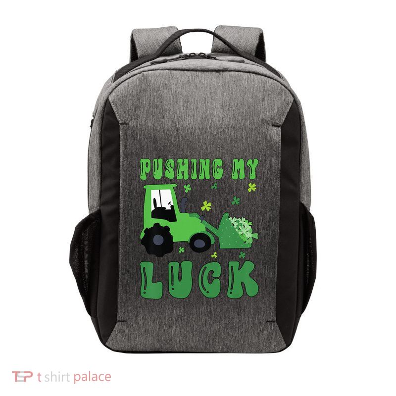 Pushing My Luck Tractor St Patricks Day Vector Backpack