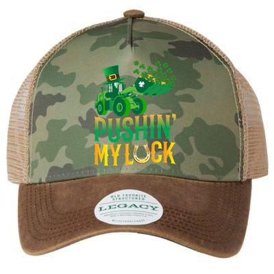 Pushing My Luck Funny Wheel Loader St Paddy’S Day Meaningful Gift Legacy Tie Dye Trucker Hat
