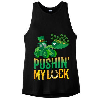 Pushing My Luck Funny Wheel Loader St Paddy’S Day Meaningful Gift Ladies PosiCharge Tri-Blend Wicking Tank