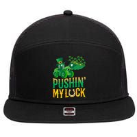 Pushing My Luck Funny Wheel Loader St Paddy’S Day Meaningful Gift 7 Panel Mesh Trucker Snapback Hat