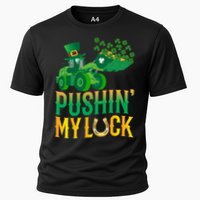 Pushing My Luck Funny Wheel Loader St Paddy’S Day Meaningful Gift Cooling Performance Crew T-Shirt