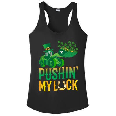 Pushing My Luck Funny Wheel Loader St Paddy’S Day Meaningful Gift Ladies PosiCharge Competitor Racerback Tank