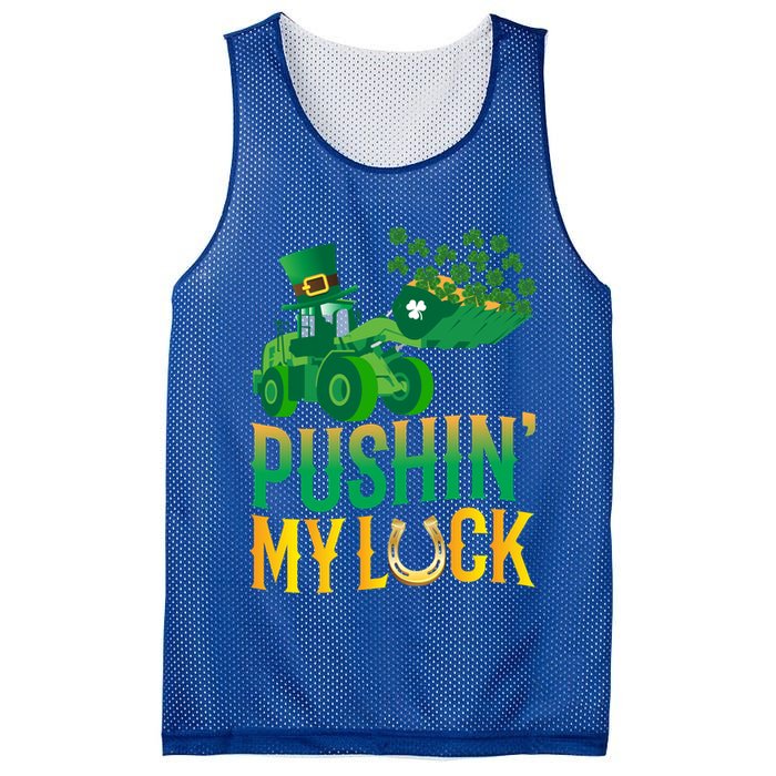 Pushing My Luck Funny Wheel Loader St Paddy’S Day Meaningful Gift Mesh Reversible Basketball Jersey Tank