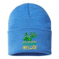 Pushing My Luck Funny Wheel Loader St Paddy’S Day Meaningful Gift Sustainable Knit Beanie