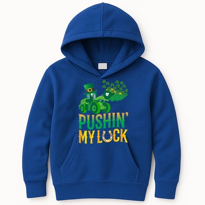 Pushing My Luck Funny Wheel Loader St Paddy’S Day Meaningful Gift Kids Hoodie