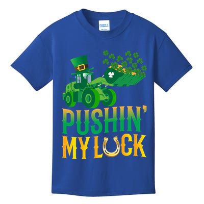 Pushing My Luck Funny Wheel Loader St Paddy’S Day Meaningful Gift Kids T-Shirt