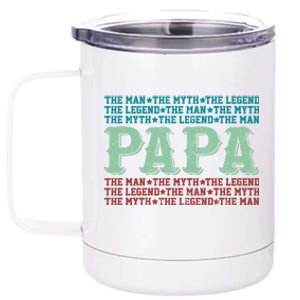 Papa Myth Legend Funny Gift Funny Father Gift Cool Gift 12 oz Stainless Steel Tumbler Cup