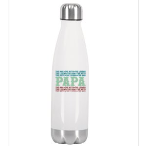 Papa Myth Legend Funny Gift Funny Father Gift Cool Gift Stainless Steel Insulated Water Bottle