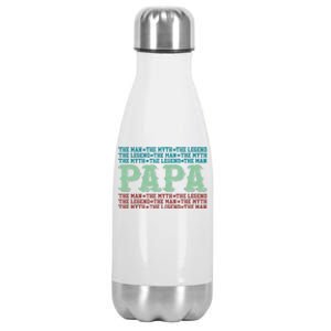 Papa Myth Legend Funny Gift Funny Father Gift Cool Gift Stainless Steel Insulated Water Bottle