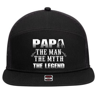 Papa Myth Legend Cute Gift 7 Panel Mesh Trucker Snapback Hat