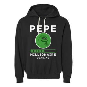 Pepe Millionaire Loading Crypto Meme Shitcoin Garment-Dyed Fleece Hoodie