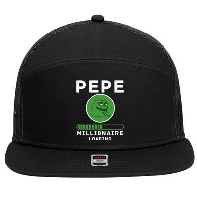 Pepe Millionaire Loading Crypto Meme Shitcoin 7 Panel Mesh Trucker Snapback Hat