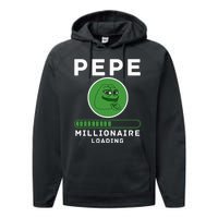 Pepe Millionaire Loading Crypto Meme Shitcoin Performance Fleece Hoodie