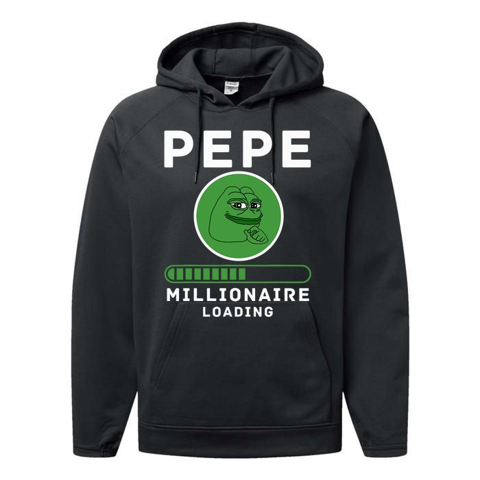 Pepe Millionaire Loading Crypto Meme Shitcoin Performance Fleece Hoodie