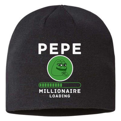 Pepe Millionaire Loading Crypto Meme Shitcoin Sustainable Beanie