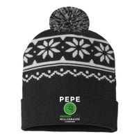 Pepe Millionaire Loading Crypto Meme Shitcoin USA-Made Snowflake Beanie