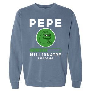 Pepe Millionaire Loading Crypto Meme Shitcoin Garment-Dyed Sweatshirt