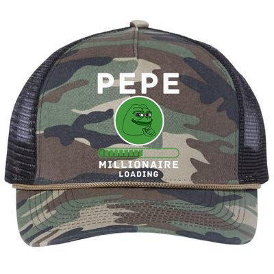 Pepe Millionaire Loading Crypto Meme Shitcoin Retro Rope Trucker Hat Cap