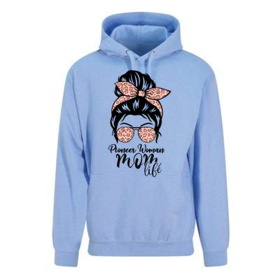 Pioneer Mom Life Messy Bun Leopard Sunglasses Great Gift Unisex Surf Hoodie