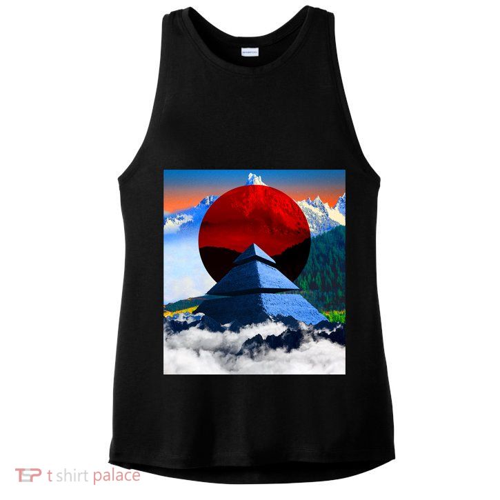 Pyramid Mountain Landscape Art Ladies PosiCharge Tri-Blend Wicking Tank