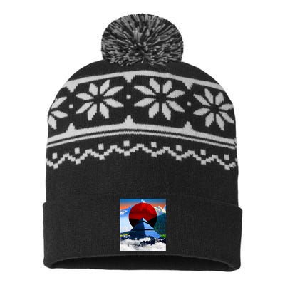 Pyramid Mountain Landscape Art USA-Made Snowflake Beanie