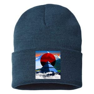 Pyramid Mountain Landscape Art Sustainable Knit Beanie