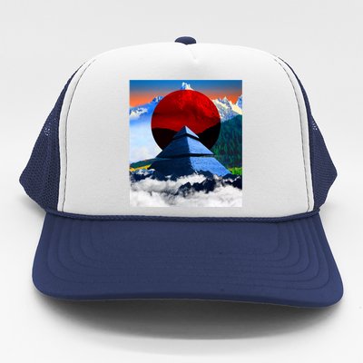 Pyramid Mountain Landscape Art Trucker Hat