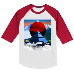 Pyramid Mountain Landscape Art Kids Colorblock Raglan Jersey