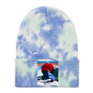 Pyramid Mountain Landscape Art Tie Dye 12in Knit Beanie