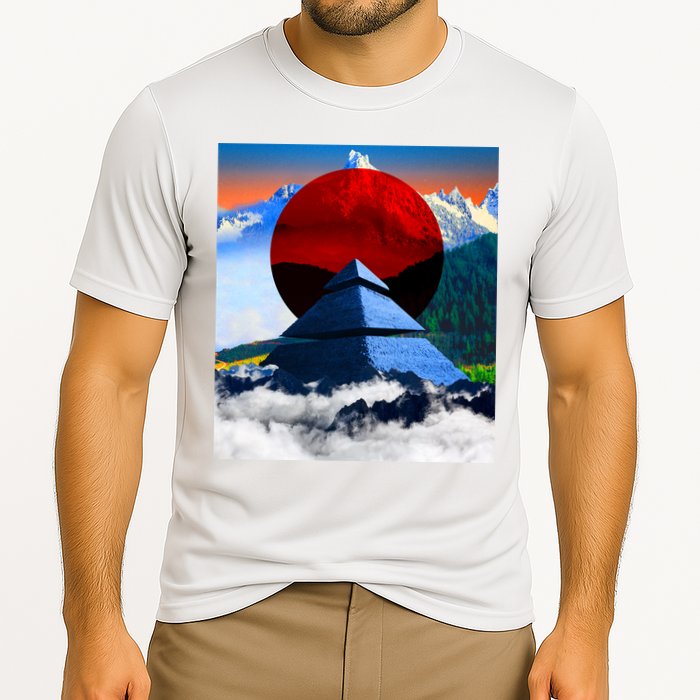 Pyramid Mountain Landscape Art Cooling Performance Crew T-Shirt