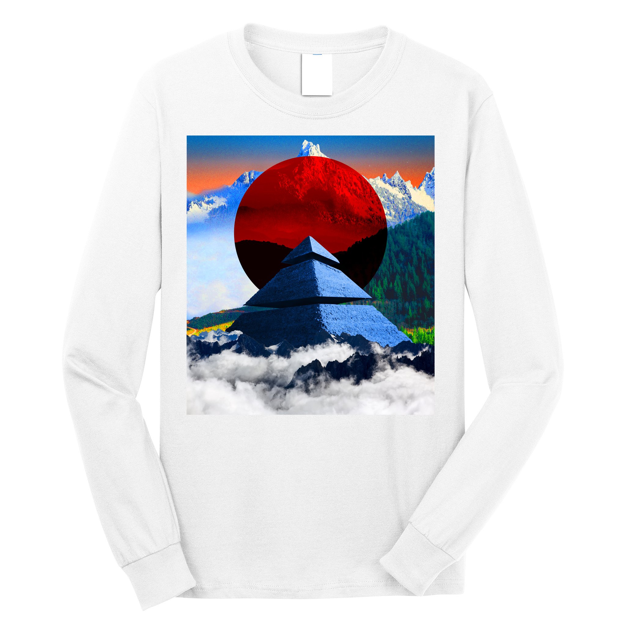 Pyramid Mountain Landscape Art Long Sleeve Shirt