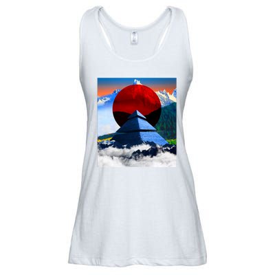 Pyramid Mountain Landscape Art Ladies Essential Flowy Tank