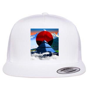 Pyramid Mountain Landscape Art Flat Bill Trucker Hat