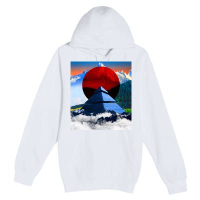 Pyramid Mountain Landscape Art Premium Pullover Hoodie