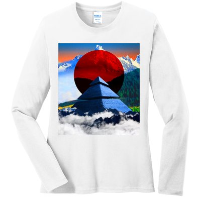 Pyramid Mountain Landscape Art Ladies Long Sleeve Shirt
