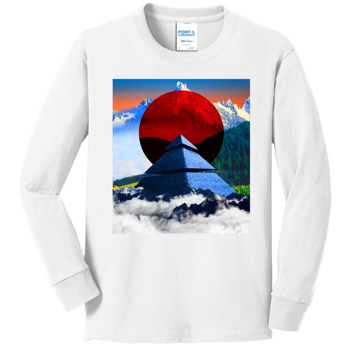 Pyramid Mountain Landscape Art Kids Long Sleeve Shirt