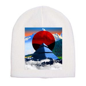 Pyramid Mountain Landscape Art Short Acrylic Beanie