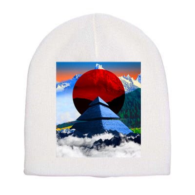 Pyramid Mountain Landscape Art Short Acrylic Beanie