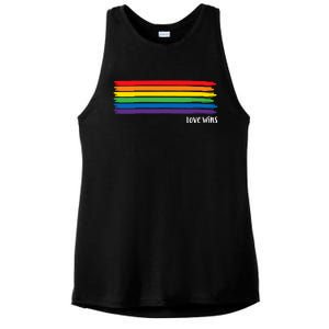 Pride Month Love Wins Rainbow Ladies PosiCharge Tri-Blend Wicking Tank