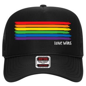 Pride Month Love Wins Rainbow High Crown Mesh Back Trucker Hat