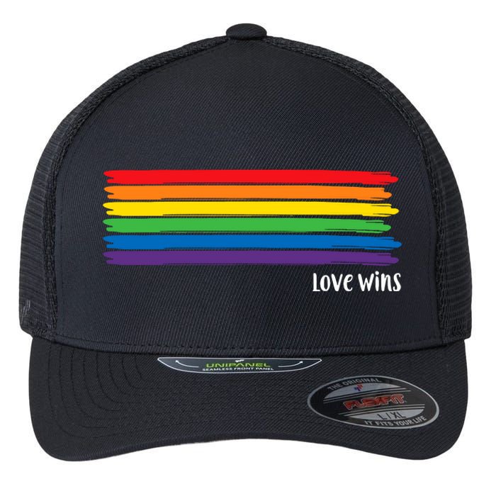 Pride Month Love Wins Rainbow Flexfit Unipanel Trucker Cap