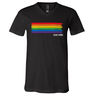 Pride Month Love Wins Rainbow V-Neck T-Shirt