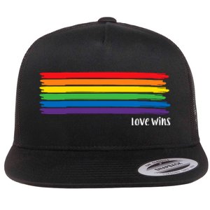 Pride Month Love Wins Rainbow Flat Bill Trucker Hat